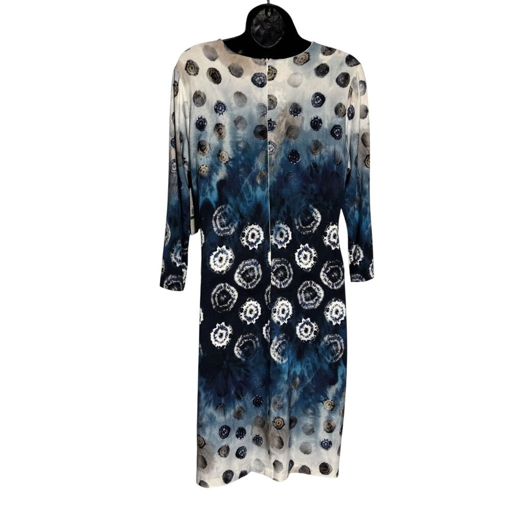 Karen Kane Tie-Dye Print V-Neck Sheath Dress With 3/4 Sleeves Fully Lined Size L - Picture 2 of 13
